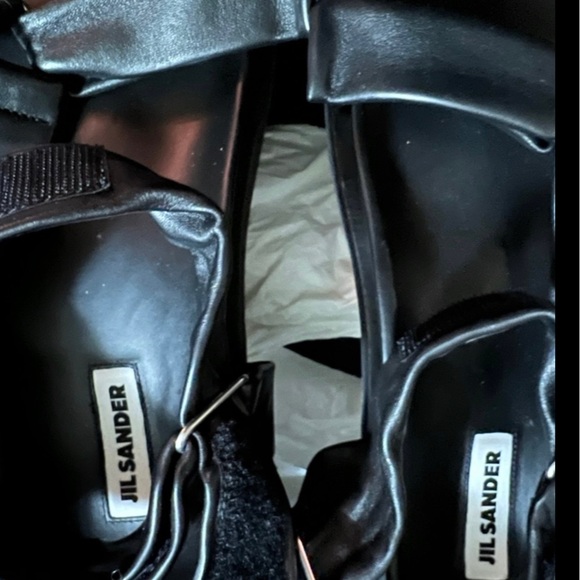 Jill Sander Black Sheepskin Sandals. main image 9